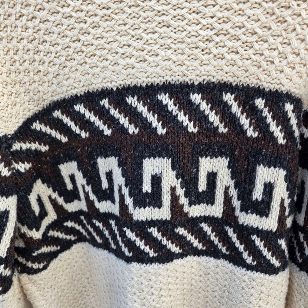 Vince cowl neck fisherman cardigan with indigenous design - Picture 2 of 9